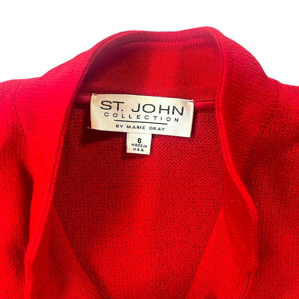St. John Collection by Marie Gray Red Santana Knit Jacket – Size 6, Made in USA
